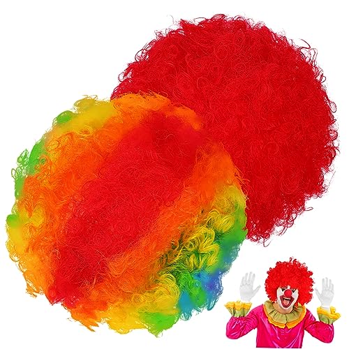 NAMOARLY 2stücke Clown Lockige Perücken Bunte Clown Perücke Perücken Für Erwachsene Frauen Kleid up Perücke Halloween Kostüm von NAMOARLY