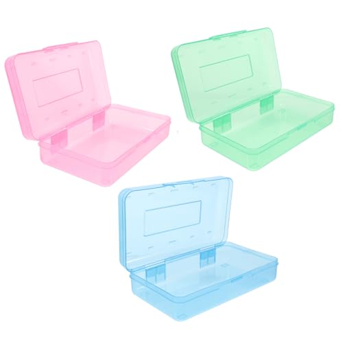 NAMOARLY 3 Stück Große Kapazität Stiftebox Transparent Stapelbar PP Kunststoff Aufbewahrungsbox mit Klappdeckel für Stifte Buntstifte und Make Up Organizer für Büro von NAMOARLY