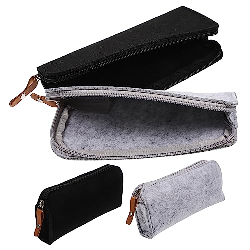 NAMOARLY 4 Stück Handheld Filz Federmäppchen Robustes und Leichtes Stiftetui für Schüler für Kunst und Schule Schwarz und Hellgrau Organizer für Zeichenmaterialien von NAMOARLY