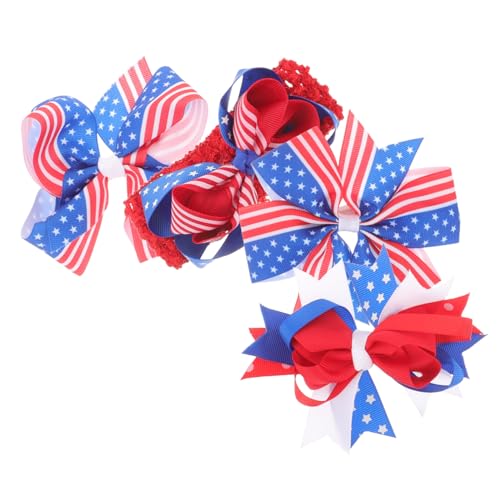 NAMOARLY 4 Stück Teiliges Haarklammern mit Schleifen Stilvolle Stoff Haarspangen für Unabhängigkeitstag Patriotisches Design Fein Verarbeitet für Party Bühnenauftritt und Alltag von NAMOARLY