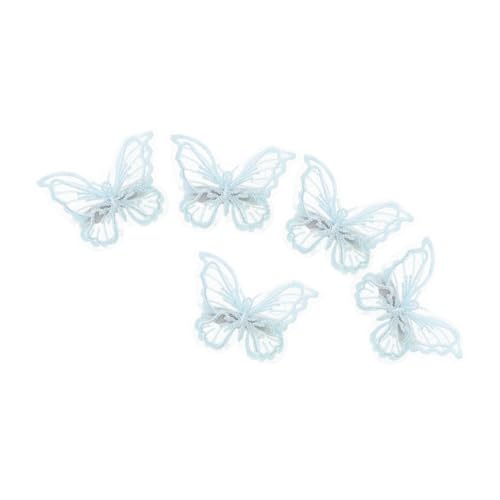 NAMOARLY 5stücke Schmetterling-haarspangen Mit Stickerei Doppellagige Netz-schmetterlings-haarnadeln Aus Blau Für Frauen Hochzeit Party Alltags-haar-accessoires von NAMOARLY