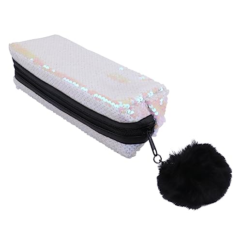 NAMOARLY Mermaid Glitzerndes Federmäppchen Multifunktionale Kosmetiktasche aus Pailletten für Damen Geeignet als Stiftetui oder Make Up Bag Zartem Weiß von NAMOARLY