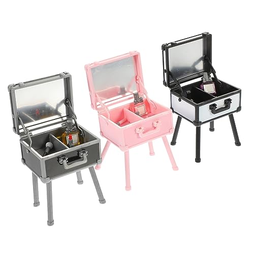 NAMOARLY Mini-Make-up-Box-Set 3-teilig Miniatur-Kosmetik-aufbewahrungsbox Miniatur- Für Puppenhaus Lippenstift Und Parfüm Weiß/schwarz von NAMOARLY