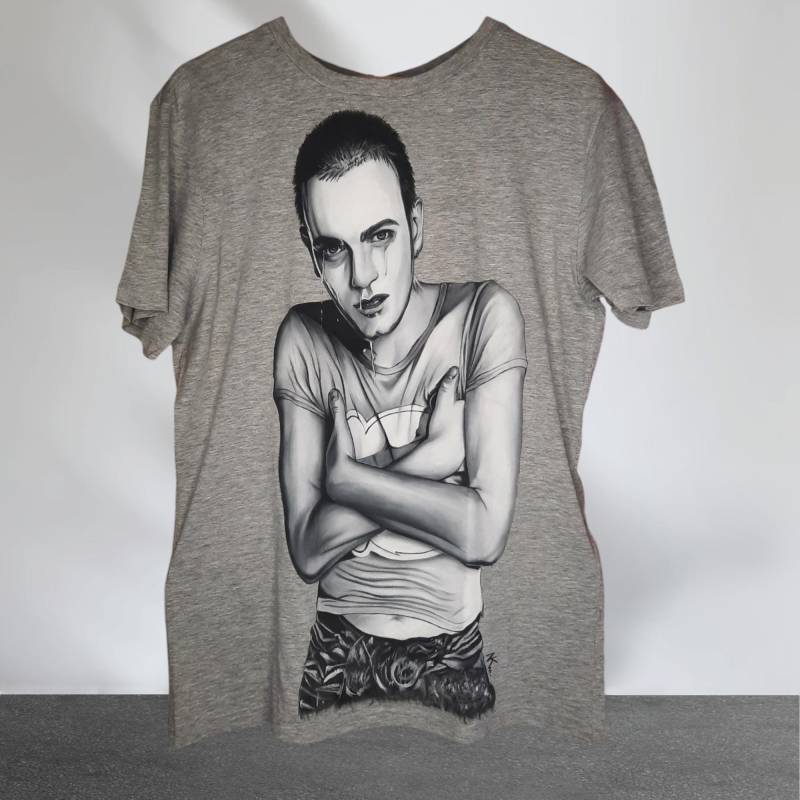 Trainspotting Handbemaltes Unisex Baumwoll T-Shirt/Ewan Mcgregor/Fiber Arts Shirt von NANAKOSMIDI