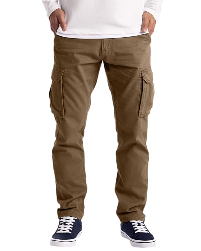 NANAMEEI Cargohose für Herren, Baumwolle, Casual, Outdoor, große Größe, Arbeitshose, große Größe, mit 6 Taschen, kaki, XXL von NANAMEEI