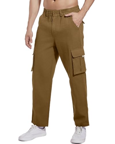 NANAMEEI Cargohosen Für Herren Baggy Jogging Cargohose Herren Stretch Cargo Pants Herren Hosen Cargo Männer Khaki XL von NANAMEEI