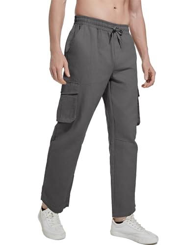 NANAMEEI Cargohosen Für Herren Baumwolle Cargo Hosen Männer Jogging Cargohose Herren Hose Herren Cargo Dunkel Grau 2XL von NANAMEEI