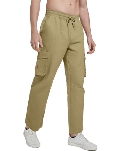 NANAMEEI Cargohosen Für Herren Lang Cargohosen Für Herren Baumwolle Baggy Cargo Pants Me Jogginghose Männer Baggy Khaki M von NANAMEEI