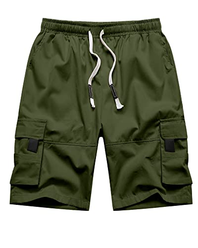 NANAMEEI Kurze Hosen Herren Cargo Cargoshorts Herren Stretch Sommer Shorts Herren Leicht Herren-Shorts Cargo Slim Fit Militärgrün M von NANAMEEI