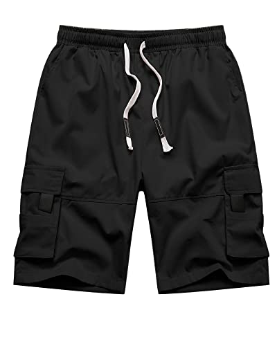 NANAMEEI Kurze Hosen Herren Cargo Cargoshorts Herren Stretch Sommer Shorts Herren Leicht Herren-Shorts Cargo Slim Fit Schwarz M von NANAMEEI