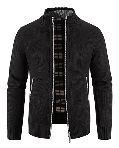 NANAMEEI Strickjacke Cardigan Herren Cardigan Herren Lang Herren Strickjacke Mit Knöpfen Schwarz 2XL Strickjacken Für Herren Strickweste Herren Schwarz 2XL von NANAMEEI