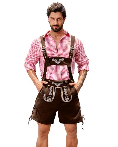 NANAMEEI Trachtenlederhosen für Herren Kurze Trachtenlederhose mit Trägern Lederhose Herren Dunkel Braun L NANAMEEI Trachtenlederhosen für Herren Kurze Trachtenlederhose mit Trägern Lederhose Herren Dunkel Braun L von NANAMEEI