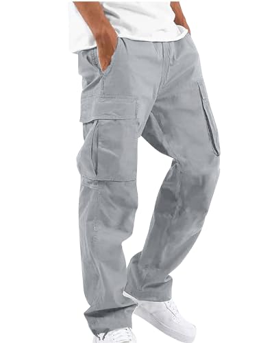 NANAMEEI Wandern Herren Hose Lang Cargohose Herren Arbeitshosen Männer Rangerhose Herren Freizeit Herren Hose Lang Grau L von NANAMEEI