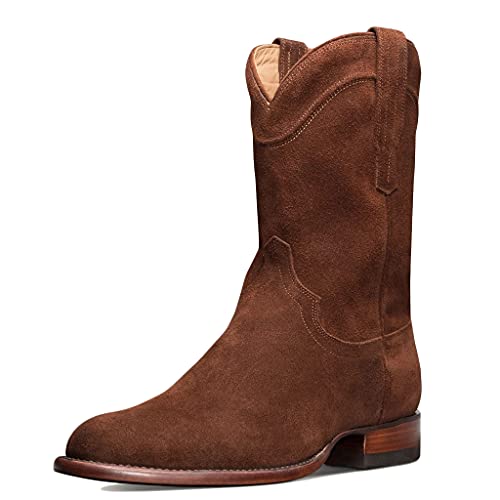 NANFAN Herren Wildleder Motorradstiefel Knight Biker Stiefel Western Cowboy Mittelhohe Reitstiefel Low Heel Round Toe Reitschuhe,Brown-44 NANFAN Herren Wildleder Motorradstiefel Knight Biker Stiefel Western Cowboy Mittelhohe Reitstiefel Low Heel Round Toe Reitschuhe,Brown-44 von NANFAN