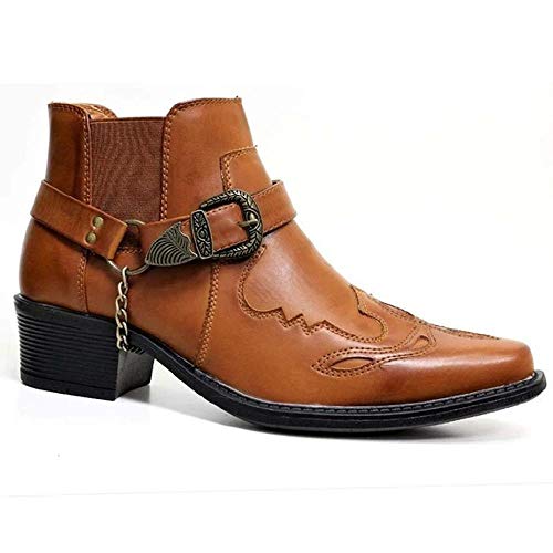 NANFAN Männer Casual Vintage Kurze Stiefeletten Western Cowboy Stiefel Stickerei Reitschuh Große Größe Spitz Ritter Reiten Motorradstiefel,Yellow-44 NANFAN Männer Casual Vintage Kurze Stiefeletten Western Cowboy Stiefel Stickerei Reitschuh Große Größe Spitz Ritter Reiten Motorradstiefel,Yellow-44 von NANFAN
