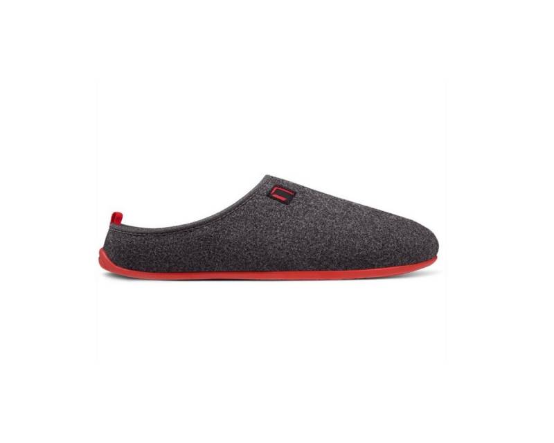 NANGA Pantoffel Wool Slipper - 100% Schurwolle - grau/rot (Größe 36-40) Hausschuh von NANGA