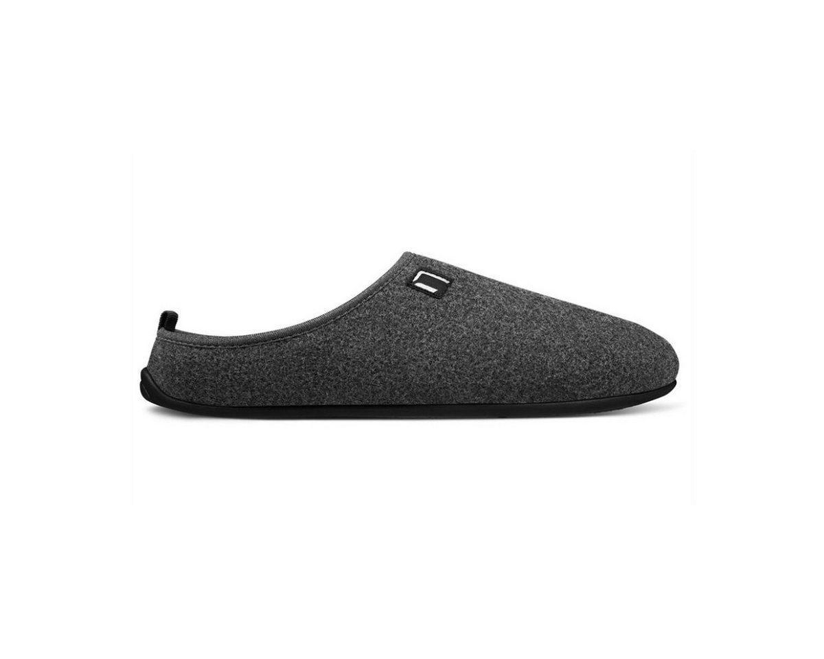 NANGA Pantoffel Wool Slipper - 100% Schurwolle - grau/schwarz (Größe 43-46) Hausschuh von NANGA