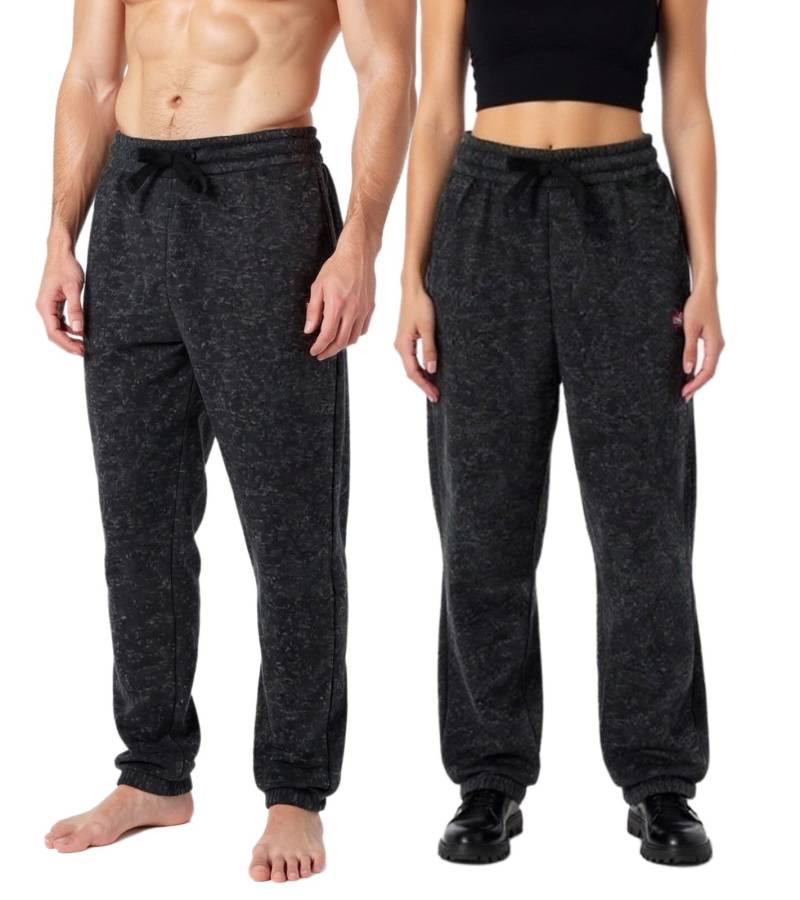 NANGAPARBAT Strickfleece-Hose für Damen oder Herren Jogginghose mit Antipilling und Antistatik Freizeithose mit OEKO-TEX Standard 100 Grau/Schwarz von NANGAPARBAT