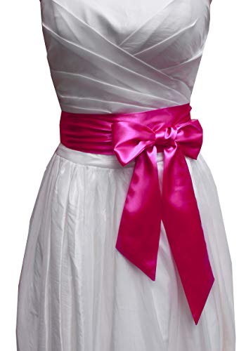 Hochzeit Satin Schärpe Gürtel für besondere Anlässe Kleid Braut Schärpe, Knallpink (Hot Pink), L von NANIA