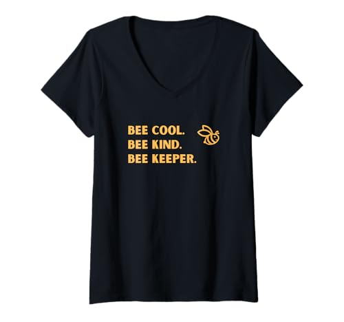 Damen Bee Keeper Bee Cool Bee Kind Bee Keeping Imkerei Honig T-Shirt mit V-Ausschnitt von NANKANDOIT Bee Keeper Gifts Pollinator Honey Funny