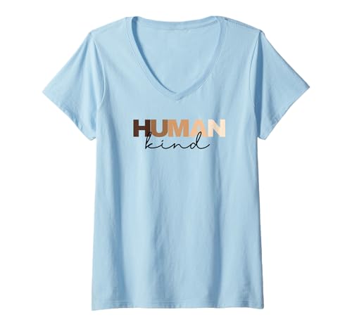Damen Anti Rassismus Menschlicher Hautton Inklusion End Rassismus T-Shirt mit V-Ausschnitt Damen Anti Rassismus Menschlicher Hautton Inklusion End Rassismus T-Shirt mit V-Ausschnitt von NANKANDOIT Equality Anti Discrimination Diversity