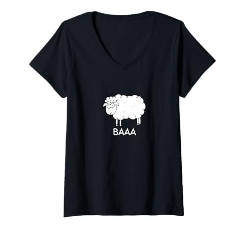 Damen National Hug A Sheep Day Baa Lustiges süßes Schaf-Farmtier T-Shirt mit V-Ausschnitt von NANKANDOIT Funny Cute Sheep Baa Hug A Sheep Day
