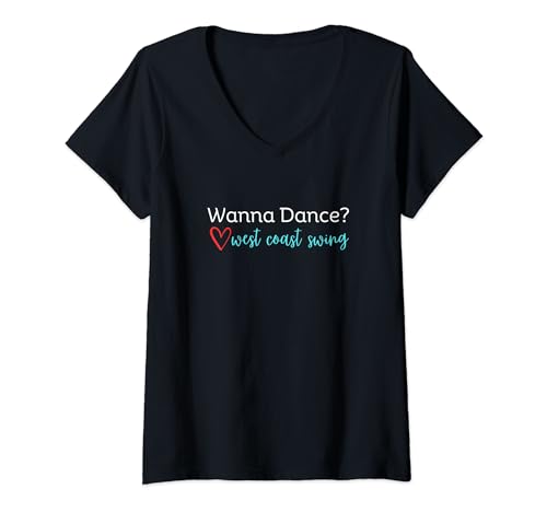 Damen West Coast Swing Bitten Sie mich, WCS-Tänzer zu tanzen T-Shirt mit V-Ausschnitt von NANKANDOIT West Coast Swing Dance Couple WCS