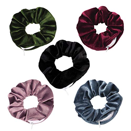 NANUNU Mode-Haar-Ring Velvet Scrunchie mit Reißverschluss-Tasche elastischen Haar-Riegel-Mode-Haar-Zusätzen für Mädchen-Frauen-Geschenke von NANUNU