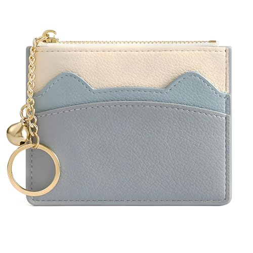 NANXJIUR Damen 5 Karten Schmal Minimalistischer Kartenhalter Hüllen Kartenetui Portemonnaie Schlüsselanhänger Front Tasche Geldbörse Mini Kreditkarten Etuis (Blau) von NANXJIUR