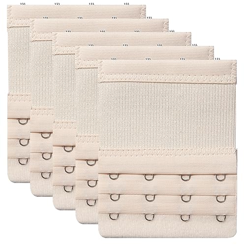 NANXJIUR BH Verlängerung Erweiterung 5 pcs Damen BH Verlängerer Extender 4 Haken Elastisch BH-Extender Band Weichen Gurt Komfortabel (Khaki) von NANXJIUR