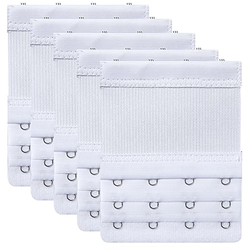 NANXJIUR BH Verlängerung Erweiterung 5 pcs Damen BH Verlängerer Extender 4 Haken Elastisch BH-Extender Band Weichen Gurt Komfortabel (Weiß) von NANXJIUR