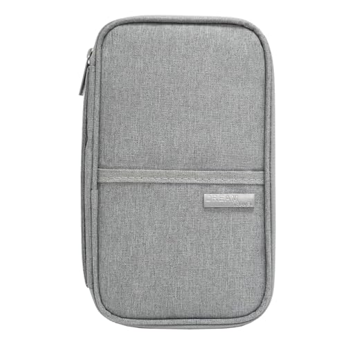 NANXJIUR Reisepass-Geldbörse Familien-Reisepass-Halter RFID-Blockierung Reisepas-Halter Etui Große Reisedokumentenmappe für Familie Männer und Frauen Wasserdichter tragbarer Organizer (Grau) von NANXJIUR