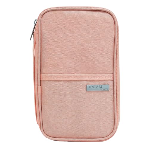 NANXJIUR Reisepass-Geldbörse Familien-Reisepass-Halter RFID-Blockierung Reisepas-Halter Etui Große Reisedokumentenmappe für Familie Männer und Frauen Wasserdichter tragbarer Organizer (Rosa) von NANXJIUR
