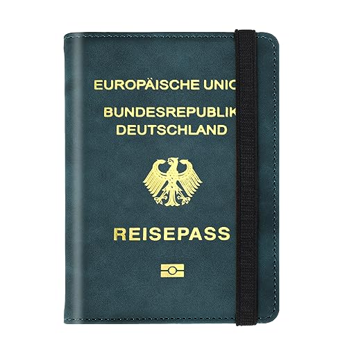 NANXJIUR Reisepasshülle, Passabdeckung, Passhalter Premium PU Leder Reisepass Wallet RFID Blockierende Passabdeckung Hülle Reisedokumente Organisatorinhaber für Frauen und Männer (Blau) von NANXJIUR