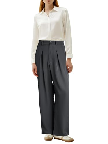 NANYUAYA Damen Hose Elegante Anzughose Lässig Business Hosen Hohe Taille Gerade Damenhose Weitem Bein Lange mit Taschen NANYUAYA Damen Hose Elegante Anzughose Lässig Business Hosen Hohe Taille Gerade Damenhose Weitem Bein Lange mit Taschen von NANYUAYA
