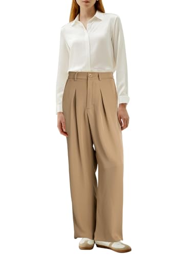 NANYUAYA Damen Hose Elegante Anzughose Lässig Business Hosen Hohe Taille Gerade Damenhose Weitem Bein Lange mit Taschen NANYUAYA Damen Hose Elegante Anzughose Lässig Business Hosen Hohe Taille Gerade Damenhose Weitem Bein Lange mit Taschen von NANYUAYA