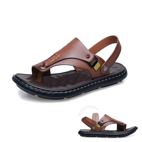 Herren Sandalen Hallux Valgus Korrektur, rutschfeste Verstellbare Strand Hausschuhe FußKorrektur Flip Flops für Hallux Valgus FußGe WöLbe(Farbe:Brown,Größe:42 EU) von NANZHISM
