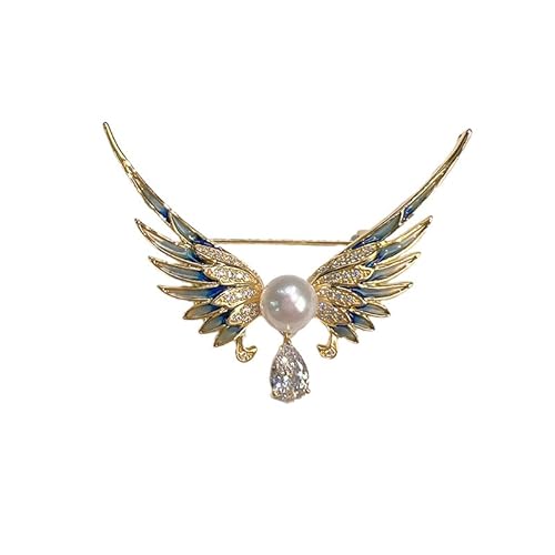 Enamel Color Painted Rhinestone Pearl Crystal Angel Wings Brooch Pin For Women Men Clothes Suit Dresses Jewelry Accessory von NANZU