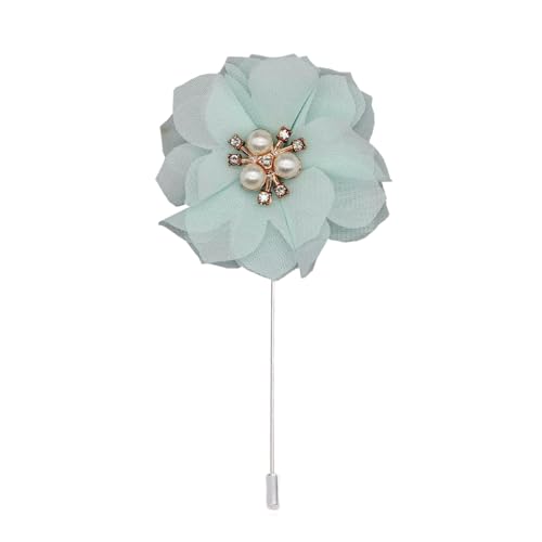 NANZU 4 * 10CM 10/20PCS Perle Pflaume Blüte Silber Chiffon Stoff Blume Anstecknadel Abzeichen Blume Corsage Satin Blume Anstecknadel Brosche Pin Für Frauen von NANZU