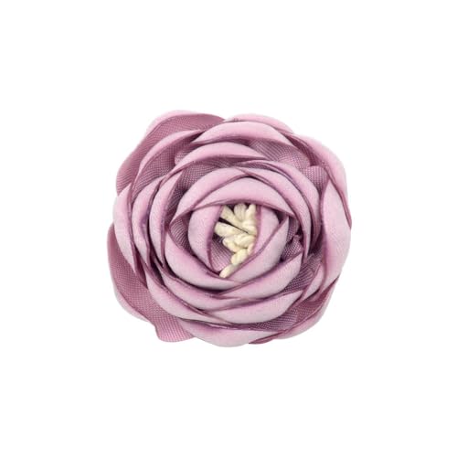 NANZU 4 * 10CM 3pcs Brennkante Silber Satin Blume Anstecknadel Abzeichen Blumen Corsage Satin Blume/Rose Anstecknadel Brosche Pin für Frauen Braut von NANZU