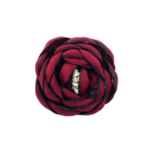 NANZU 4 * 10CM 6pcs Brennkante Silber Satin Blume Anstecknadel Abzeichen Blumen Corsage Satin Blume/Rose Anstecknadel Brosche Pin für Frauen Braut von NANZU