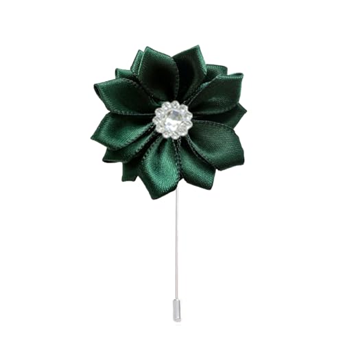 NANZU 4 * 9 cm 10 Stück Strass Silber Satin Blume Anstecknadel Abzeichen Blumen Corsage Satin Rose Blume/Rosen Anstecknadel Brosche Pin für Frauen Braut von NANZU