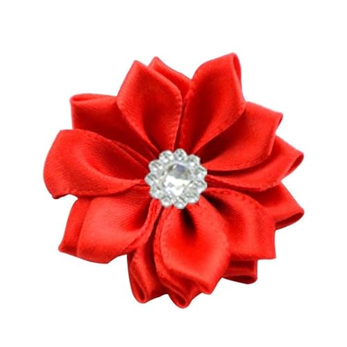 NANZU 4 * 9 cm 10 Stück Strass Silber Satin Blume Anstecknadel Abzeichen Blumen Corsage Satin Rose Blume/Rosen Anstecknadel Brosche Pin für Frauen Braut von NANZU