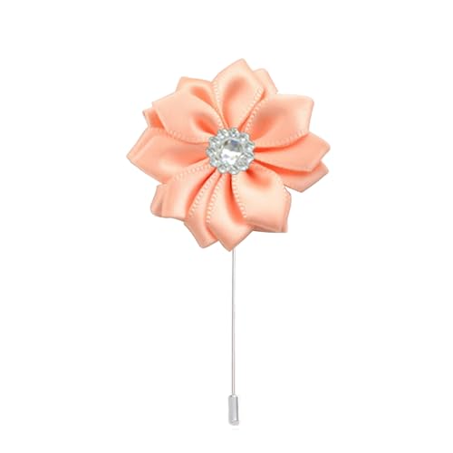 NANZU 4 * 9 cm 10 Stück Strass Silber Satin Blume Anstecknadel Abzeichen Blumen Corsage Satin Rose Blume/Rosen Anstecknadel Brosche Pin für Frauen Braut von NANZU