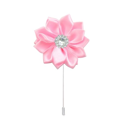 NANZU 4 * 9 cm 20 Stück Strass Silber Satin Blume Anstecknadel Abzeichen Blumen Corsage Satin Rose Blume/Rosen Anstecknadel Brosche Pin für Frauen Braut von NANZU