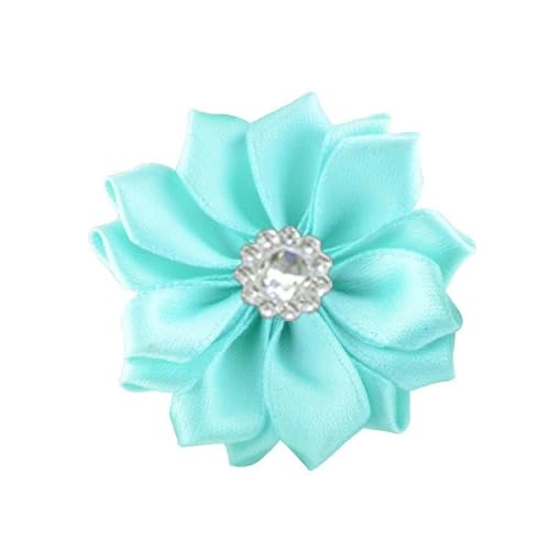 NANZU 4 * 9 cm 6 Stück Strass Silber Satin Blume Anstecknadel Abzeichen Blumen Corsage Satin Rose Blume/Rosen Anstecknadel Brosche Pin für Frauen Braut von NANZU