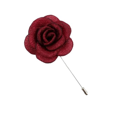 NANZU 5 * 10 cm 5/10 Stück Silber Falten Satin Blume Anstecknadel Abzeichen Blumen Corsage Satin Rose Blume/Rosen Anstecknadel Brosche Pin für Männer Frauen von NANZU