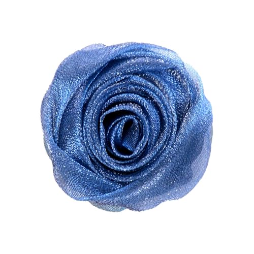 NANZU 5 * 10CM 6PCS Pailletten Silber Organza Tuch Blume Anstecknadel Abzeichen Blume Corsage Satin Blume/Rose Anstecknadel Brosche Pin Für Frauen Braut von NANZU