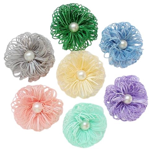 NANZU 6 * 10CM 6/12PCS Hohle Perle Silber Satin Blume Anstecknadel Abzeichen Blume Corsage satin Blume Anstecknadel Brosche Pin Für Frauen Braut von NANZU