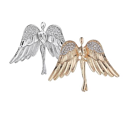 Set Of 2pcs Brooch Men's Suit Rhinestone Crystal Angel Wings Brooch Pin For Women Men Clothes Suit Dresses Jewelry Accessory von NANZU